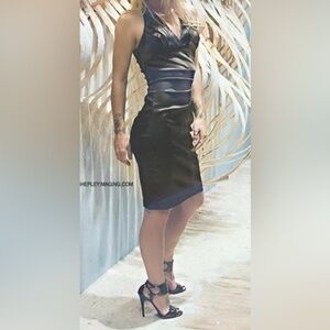 **Ruby Rox** Black Cocktail Pencil-skirt Dress, Halter Ripple Top, 3